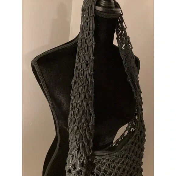 Eric Javits Black fishnet knotted purse satchel crossbody - Picture 3 of 9